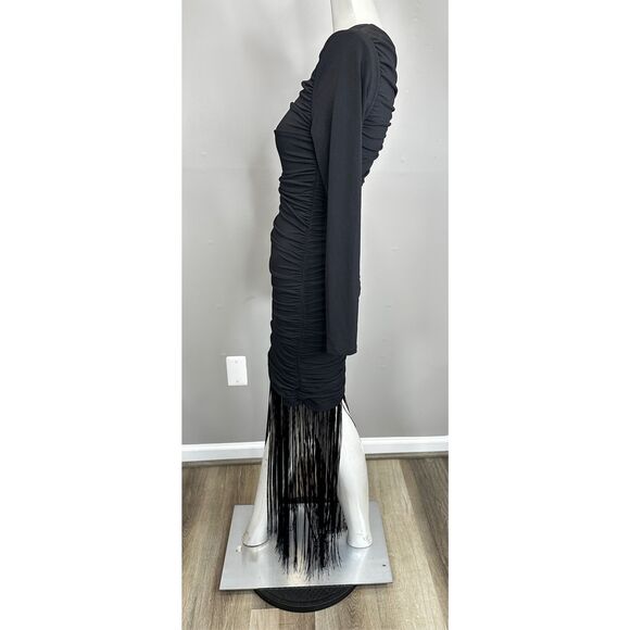 Alice + Olivia Katherina Long Sleeve Dress With Fringe Size US 2 $550 - Picture 6 of 11